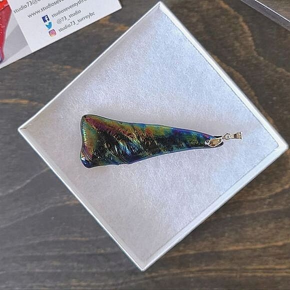 NWT Studio Seventy Three dichroic fused glass pendant | 18K plated bail - Picture 2 of 10